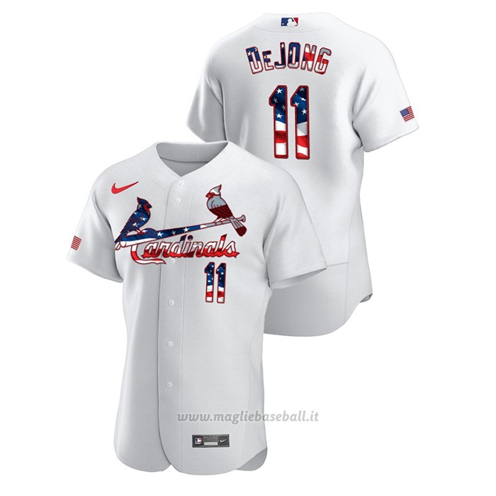 Maglia Baseball Uomo St. Louis Cardinals Paul Dejong 2020 Stars & Stripes 4th of July Bianco
